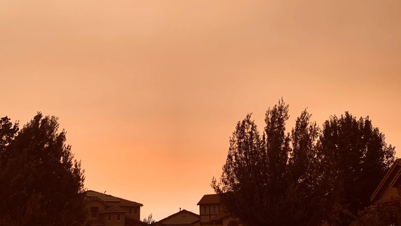 Smoke and haze over a Yolo County neighborhood