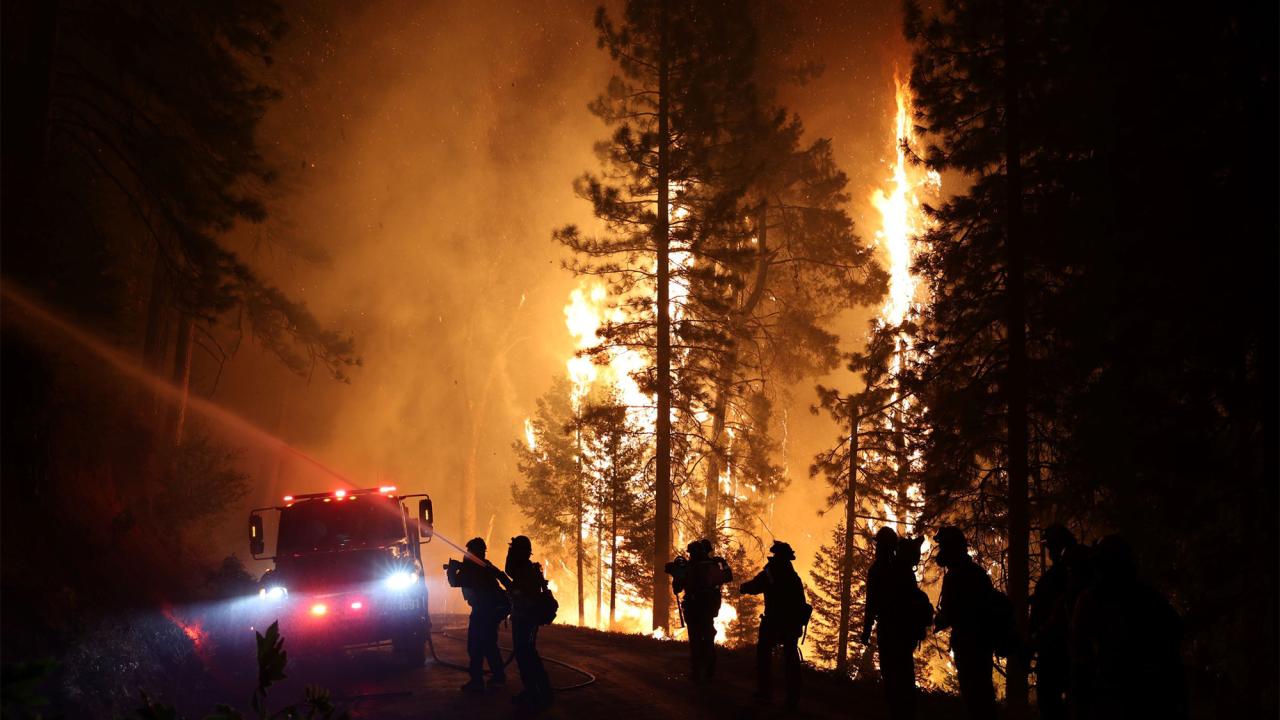 Firefighters battle blaze