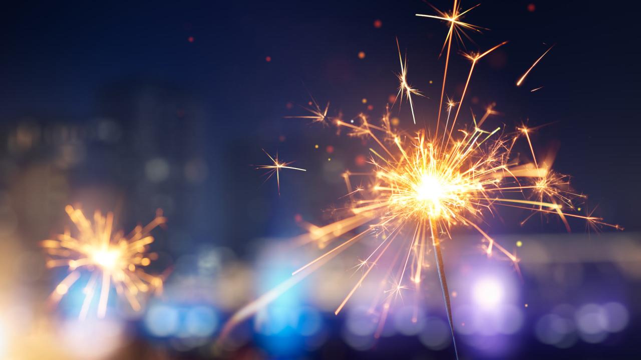 Two sparklers, sparkling