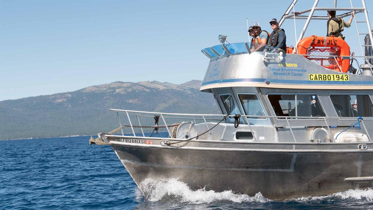 Research boat on Lake Tahoe
