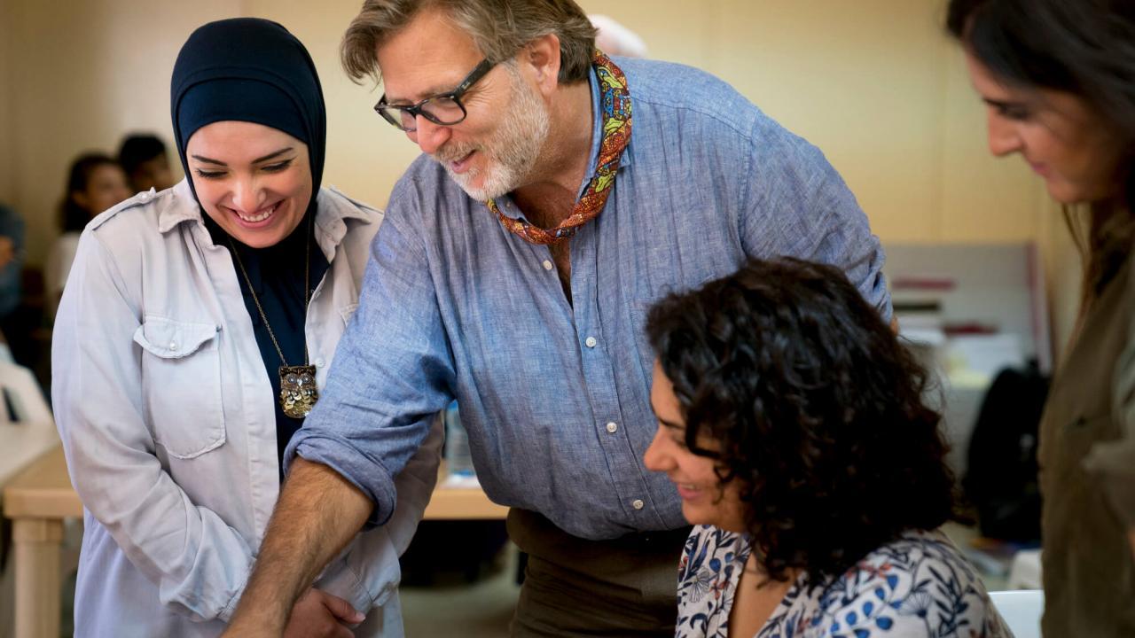 Keith David Watenpaugh shares his Backpack with Hoda al-Rifai, director of the Ruwad al-Tanmeya Center in Tripoli, Lebanon