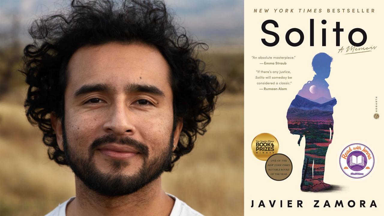Combined photo of Javier Zamora and cover of his book, ‘Solito: A Memoir’