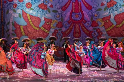 Ballet Folklorico in colorful costumes on stage