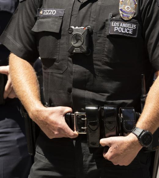 Body cam on a police officer