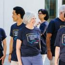 Seven faculty members wearing "First-Gen" T-shirts