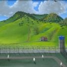 Yard Days, acrylic on canvas board, by John Thomas