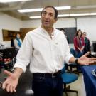 During his March 12 class, Professor Rick Grosberg received a visit from Chancellor Linda Katehi, bottom photo on the right, who told him he had been chosen for the 2010 UC Davis Prize for Undergraduate Teaching and Scholarly Achievement, which 