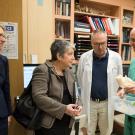 Boaz Arzi shows UC President Janet Napolitano a 3-D printed skull.