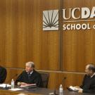 Photo: 9th U.S. Circuit Court of Appeals panel in the Kalmanovitz Appellate Courtroom. Milan D. Smith Jr., William A. Fletcher and George H. Wu.