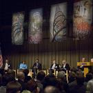 Peter Van Deventer, Mary Nichols, Kevin Johnson, Desmond King, Nancy McFadden, James J. Duderstadt and Steven Currall
