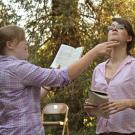 Photo: Steph Hankinson and Cody Granger rehearse the play "The Importance of Being Earnest"