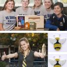 Photos (4): Rowers Vanessa Alo, Samantha Bennett, Alison Tarke, Emily Neary, Carissa Adams; bookstore clerk Allison Ramiller; and honeybee earrings.
