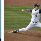Photos (2): Scott Heinig, team photo, and on the mound for the UC Davis Aggies