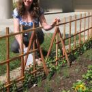 Margaret Lloyd is pictured at the campus's Salad Bowl Garden in March 2008, shortly after the first planting. She spearheaded the garden project.