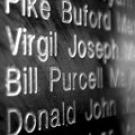 Photo above shows detail of the Aggie veterans memorial that can seen be over Phil Knox&rsquo;s right shoulder in the photo on the front page. The stainless steel memorial is next to the fireplace in the Memorial Union&rsquo;s Griffin lounge.