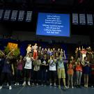 Photo: Students sing the alma mater, "Hail to California."