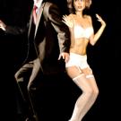 UC Davis students Sam Hardie and Emily Somers rehearse for Noises Off.