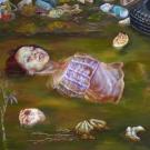 Carmen Chamis Ofelia Muerta (Dead Ophelia), 2008, oil on cloth, about 4-feet-by-3-feet