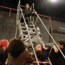 Hope Mirlis and Matt Moore portray April Lansky and the ghost of artist David (Spinoza) Cornell in Fate and Spinoza.