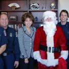 Photo: Firefighters Tait Nilsson, Joe Newman, Derek Carthy, Paul Fullerton and Jon Poganski, with Chancellor Linda P.B. Katehi