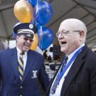 Photo: UC President Mark G. Yudof and Tom Slabaugh, director of the California Aggie Marching Band-uh!