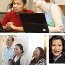 PHOTOS: Law students Errol Dauis, Remy Goldsmith, 
Scott Tester and Samantha-Marie Bautista, plus law school administrator Cristina Gapasin; and Tani