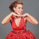 Photo: Vanessa Chin models the "Tins of Love" Red Dress by David Lee