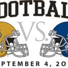 UC Davis and Cal football helmets