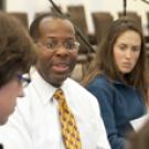 Photo: Charles Robinson, UC vice president and general counsel, addresses town hall participants.