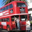 Conductor Liz Burciaga, a fourth-year dramatic arts major, prepares to take her post on an E line bus on Feb. 14.