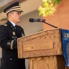 Anthony Bulaclac speaks at a Memorial Day Ceremony.