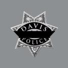 Davis police badge with mourning band