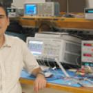 Computer chip developer Bevan Baas in his lab.
