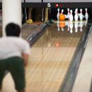 A player bowls at UC Davis.