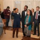 Chancellor Gary S. May mingles with reception guests at Chancellor's Residence.