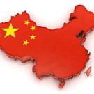 Graphic: Map of China with red national flag over it