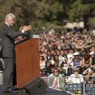 Photo: Former President Bill Clinton addresses a Democratic rally on the Quad.