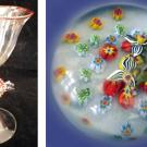 Photos (2): Sea Serpent Goblet and Glass Encasement Paperweight, both by Brian Marcowicz, former flameworking instructor at the Craft Center