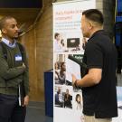 Student talks to recruiter.