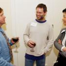 New fellows Mark Schwartz, left, and John Bowman talk with Division of Biological Sciences Dean Phyllis Wise. 