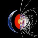 Graphic of exploding circular lines from a center
