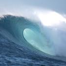 Giant wave, curling over.