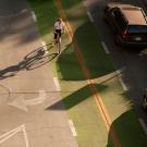 Photo: Green lanes for bicycles in the center of the Dairy Road extension