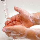 Photo: sudsy hands under faucet