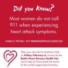 Photo: Students Katie Urban and Taehoon Song model red T-shirts with heart design in white.