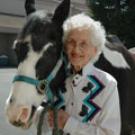 Peggy Narducci and Dino on May 5, during one of Narducci&rsquo;s twice-a-day
visits with her ailing horse at UC Davis.