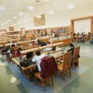 Carenous room at Shields Library, with students seated at study carrels