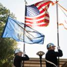 Photo: Army ROTC color guard, marching