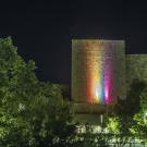Photo: Rainbow lights on Mondavi Center's south wall