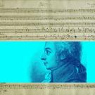 Wolfgang Amadeus Mozart Silhouette over Requiem music